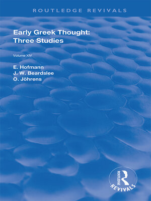 cover image of Early Greek Thought